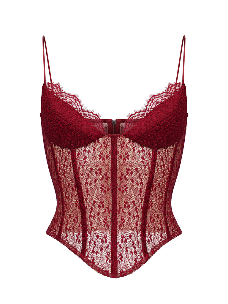 Lace bustier corset top Burgundy RC23W071A013 - buy at the online