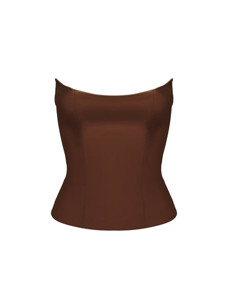 Leather corset top with stitching Brown RC22F014A160 - buy at the online  boutique RozieCorsets