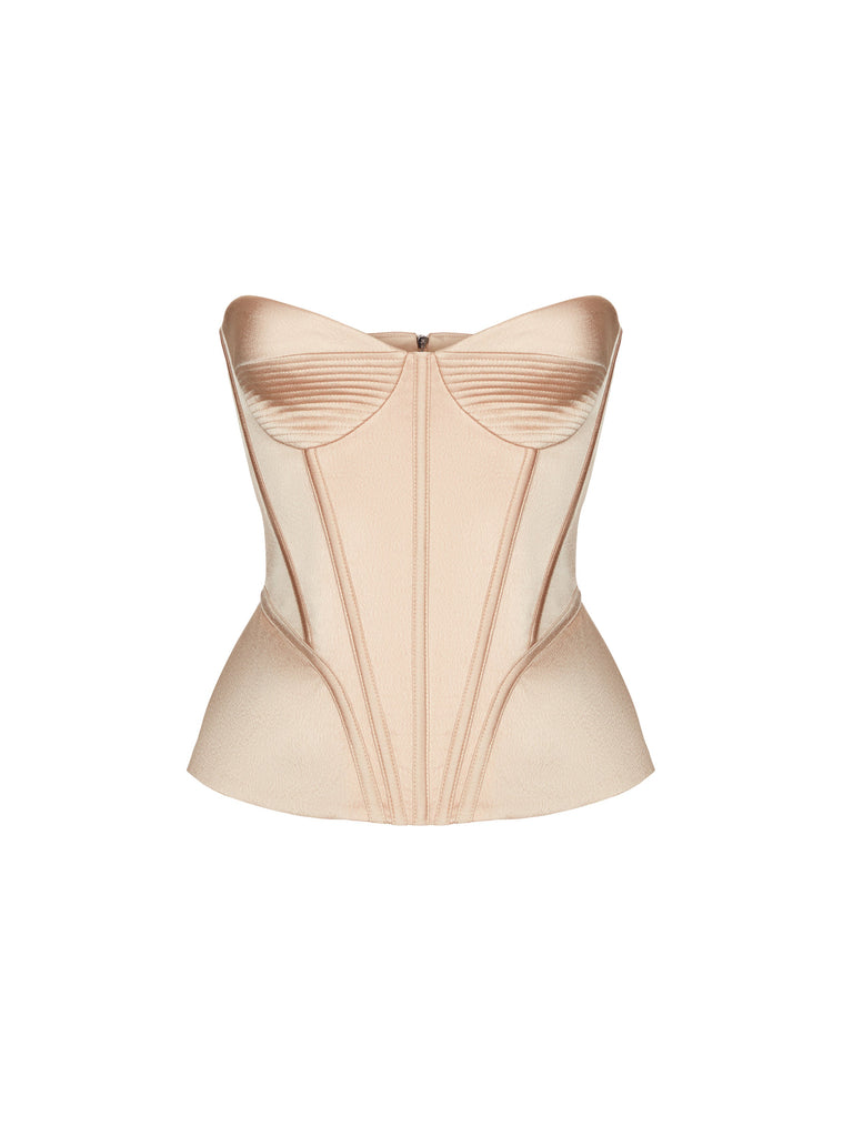 Satin bustier top with stitching Wine RC22F017A300 - buy at the online  boutique RozieCorsets