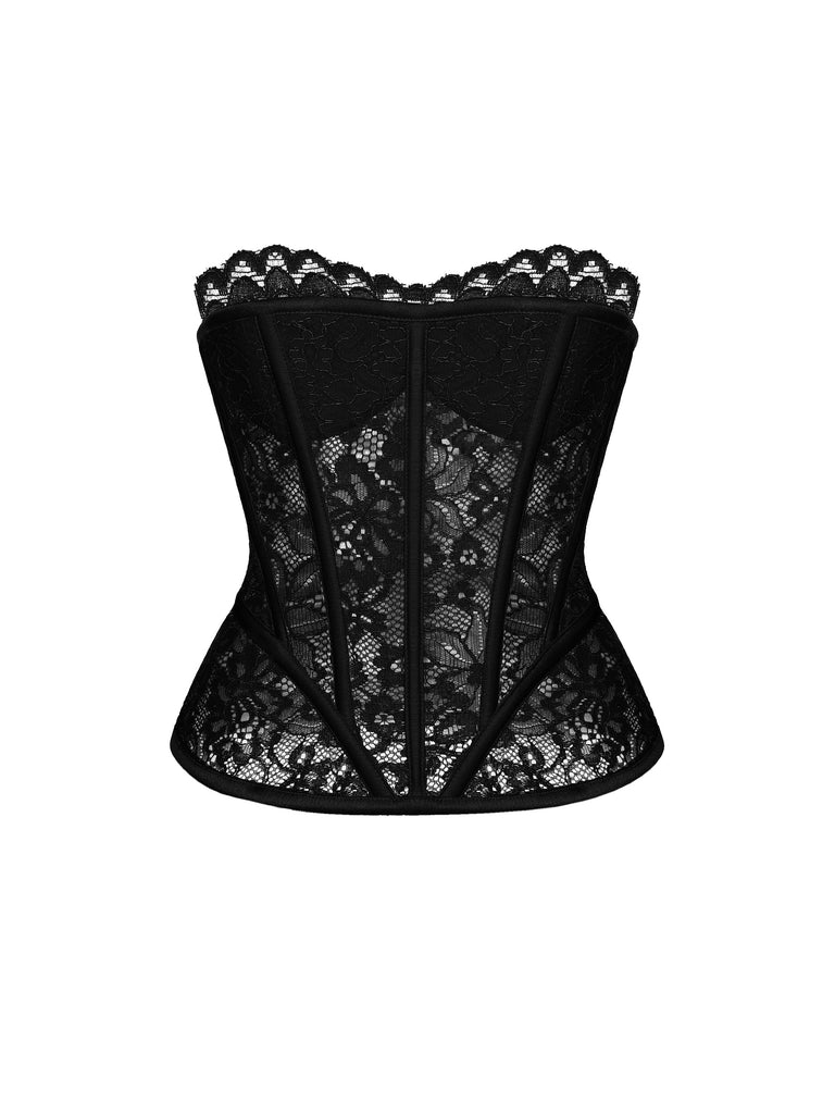 Lace corset top Black RC22F031A010 - buy at the online boutique RozieCorsets