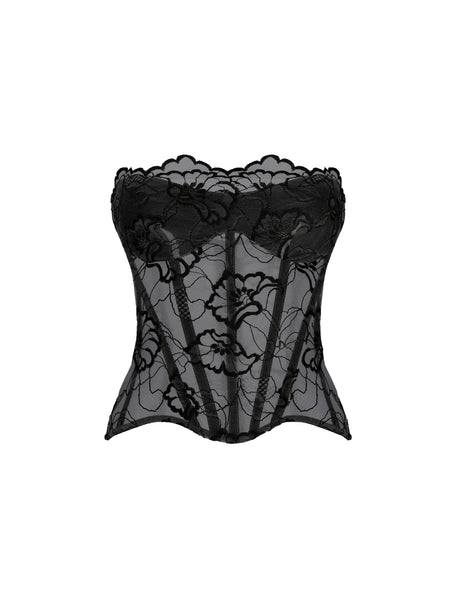 Lace corset top Black RC23S001A001 - buy at the online boutique RozieCorsets