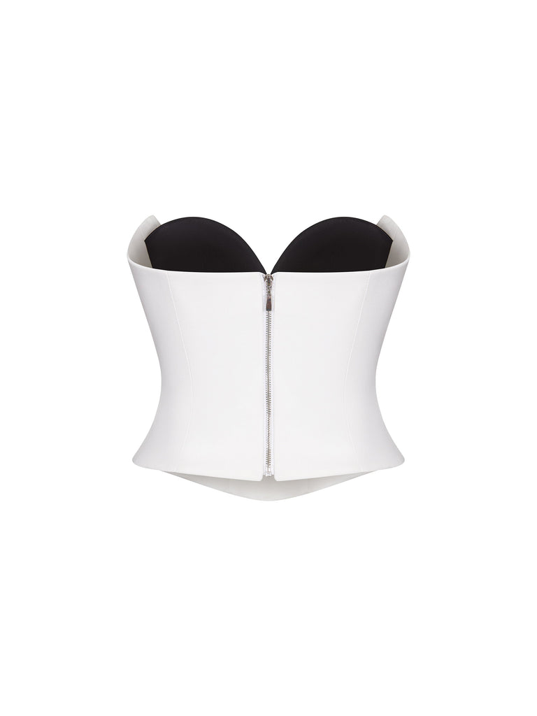 Crepe corset top with cups White/Black RC23S013A021 - buy at the online  boutique RozieCorsets
