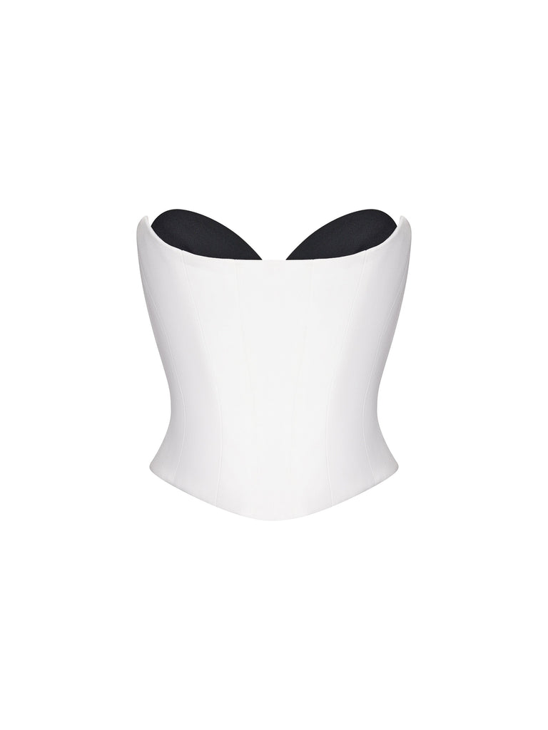 Crepe corset top with cups White/Black RC23S013A021 - buy at the online  boutique RozieCorsets