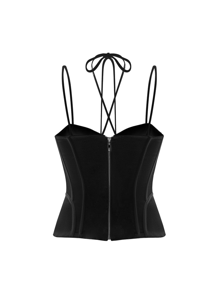 Satin bustier top with stitching Black RC22F017A010 - buy at the