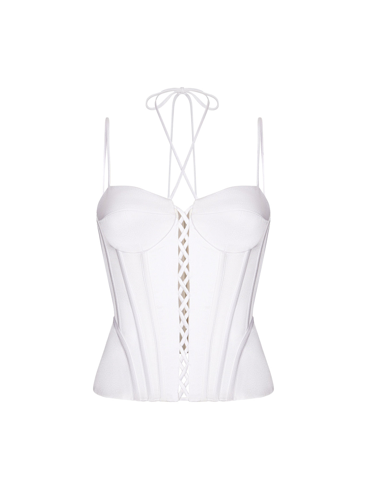 Stradivarius lace-up corset top in white