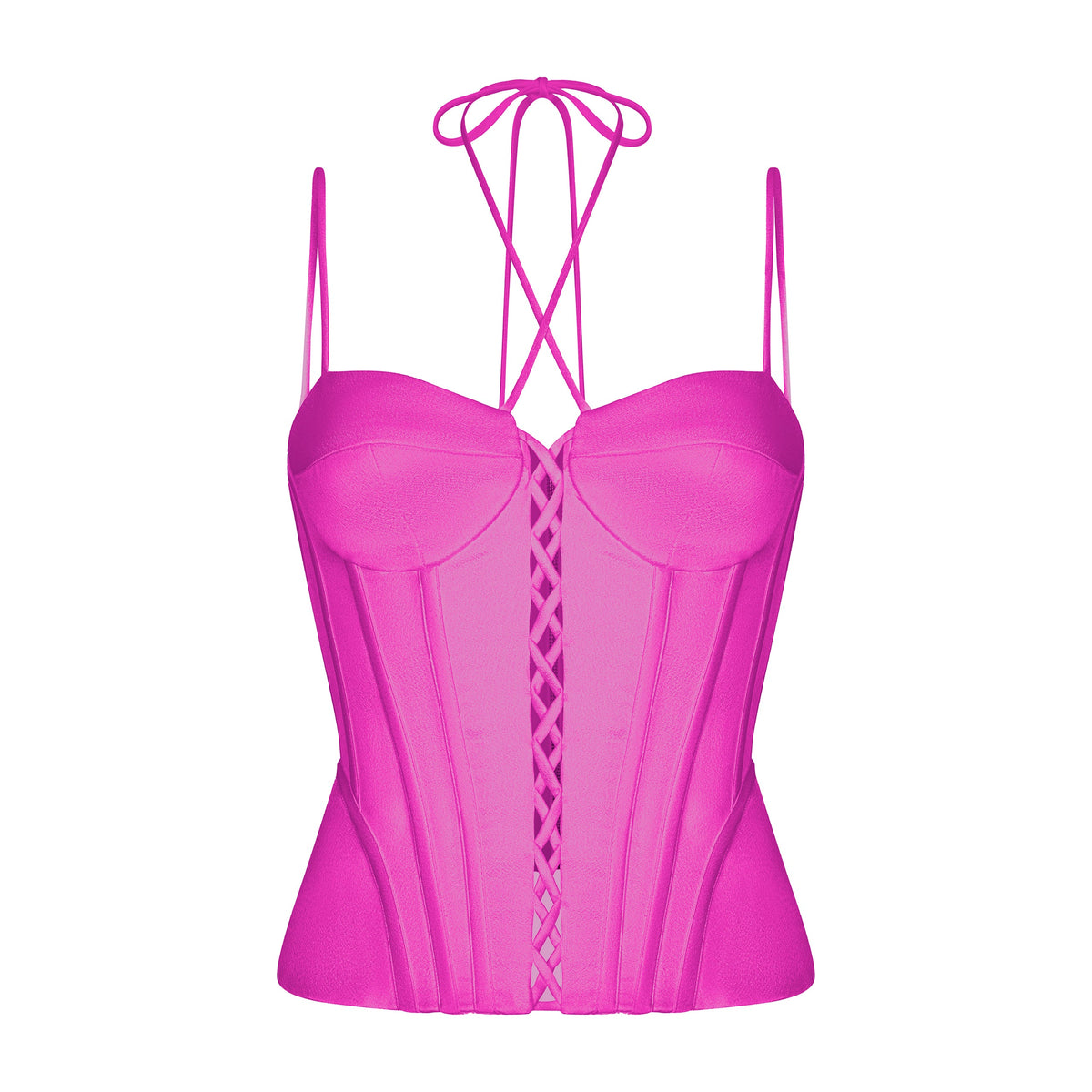 Satin bustier corset top with lacing Fuchsia RC23S015A004 - buy at