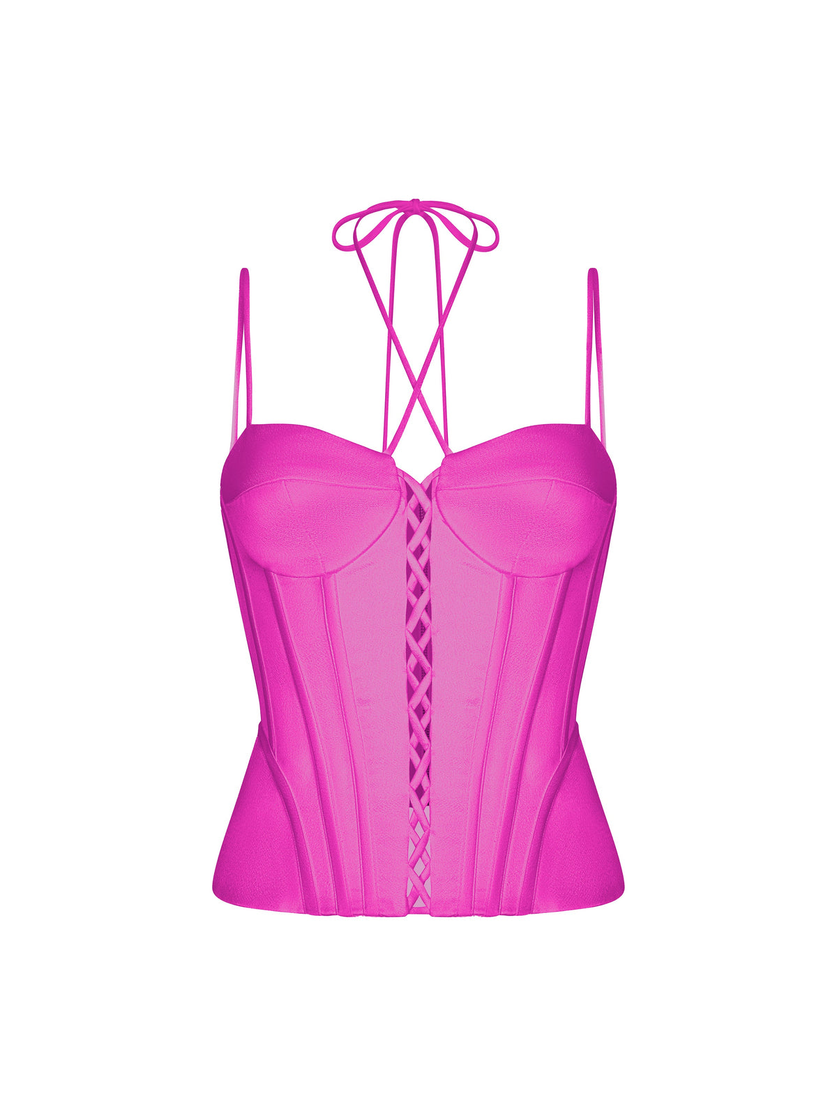 Satin bustier corset top with lacing Fuchsia RC23S015A004 - buy at the  online boutique RozieCorsets