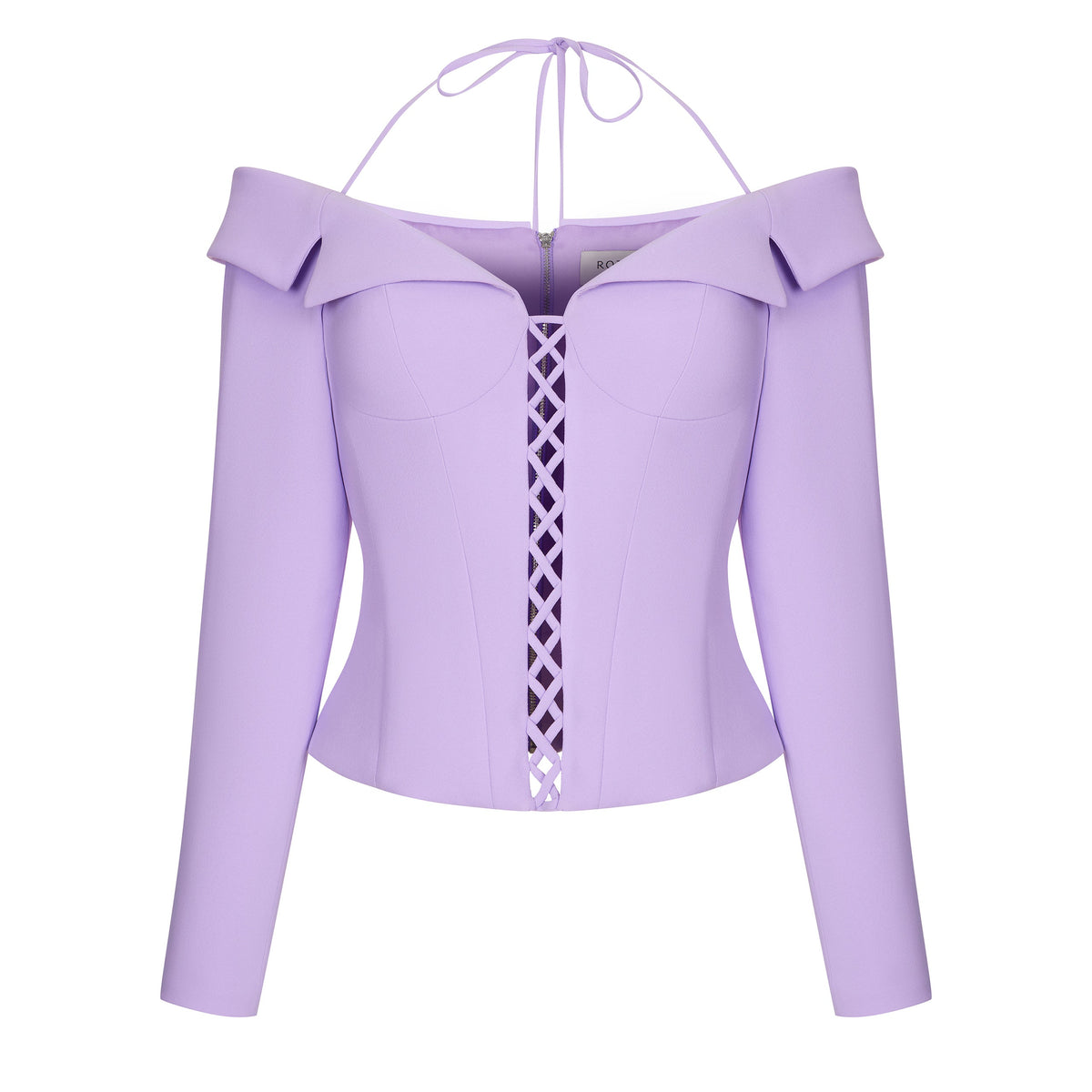 Off-shoulder long sleeve corset blazer with lacing Lilac RC23S017A042 - buy  at the online boutique RozieCorsets