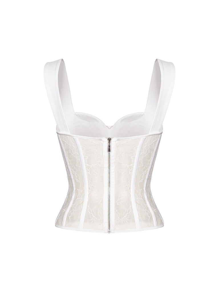 Satin and lace bustier corset top