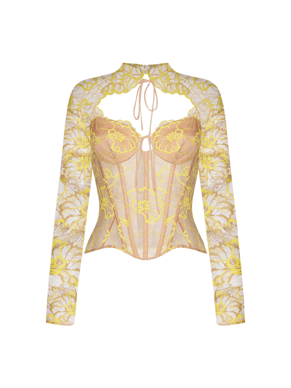 Yellow Embroidery Anglaise Cotton Corset Top With Frilled Sleeves by Corset  Story 