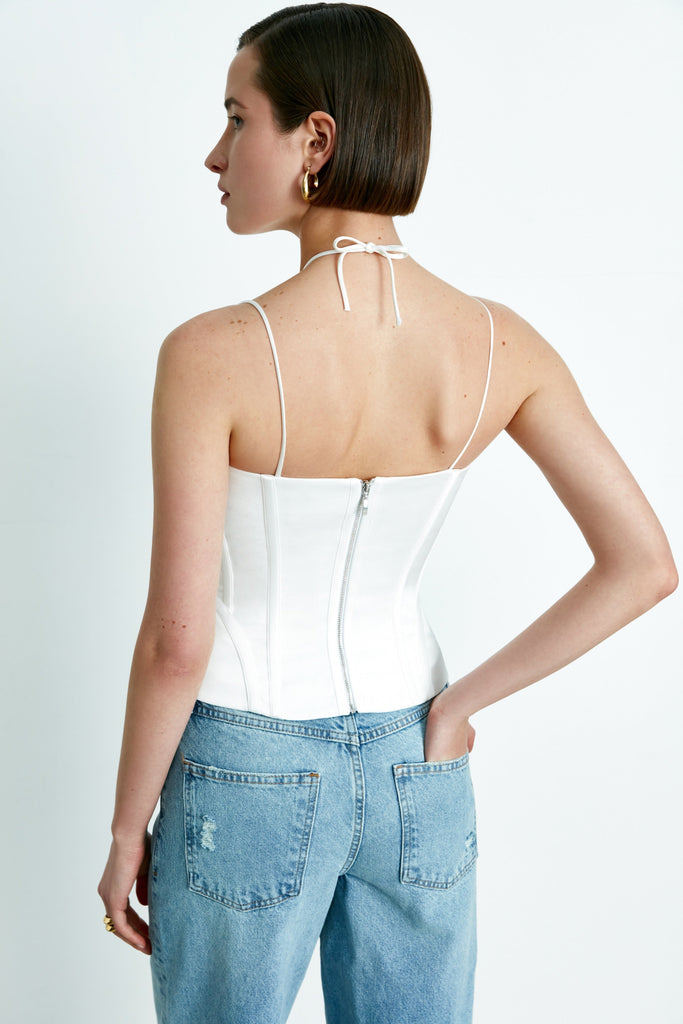 Satin bustier corset top with lacing White RC23S015A002 - buy at the online  boutique RozieCorsets